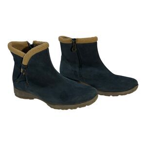 Sporto Women's 8 M‎ Jaclyn side zip Waterproof Suede Ankle Booties Navy & Tan